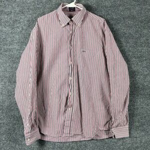 Paul & Shark Shirt Mens 44 XL Red Striped Button Up Long Sleeve Yachting Luxury